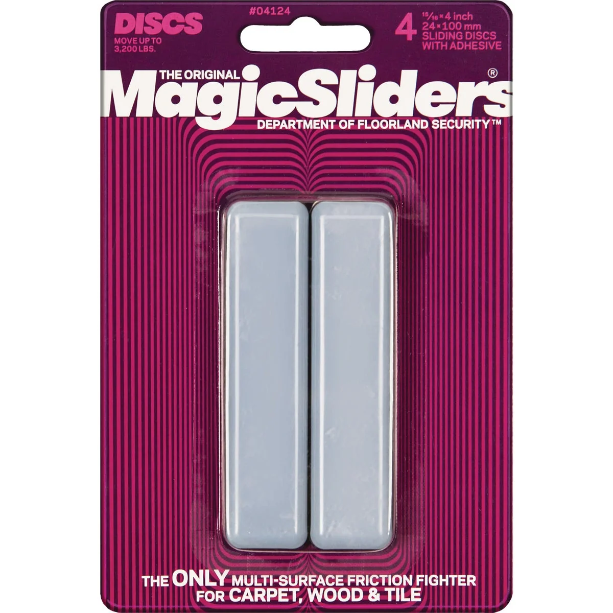 Minimalist Sliders 1 In. x 4 In. Rectangle Self Adhesive Furniture Glide 4-Pack First-Class