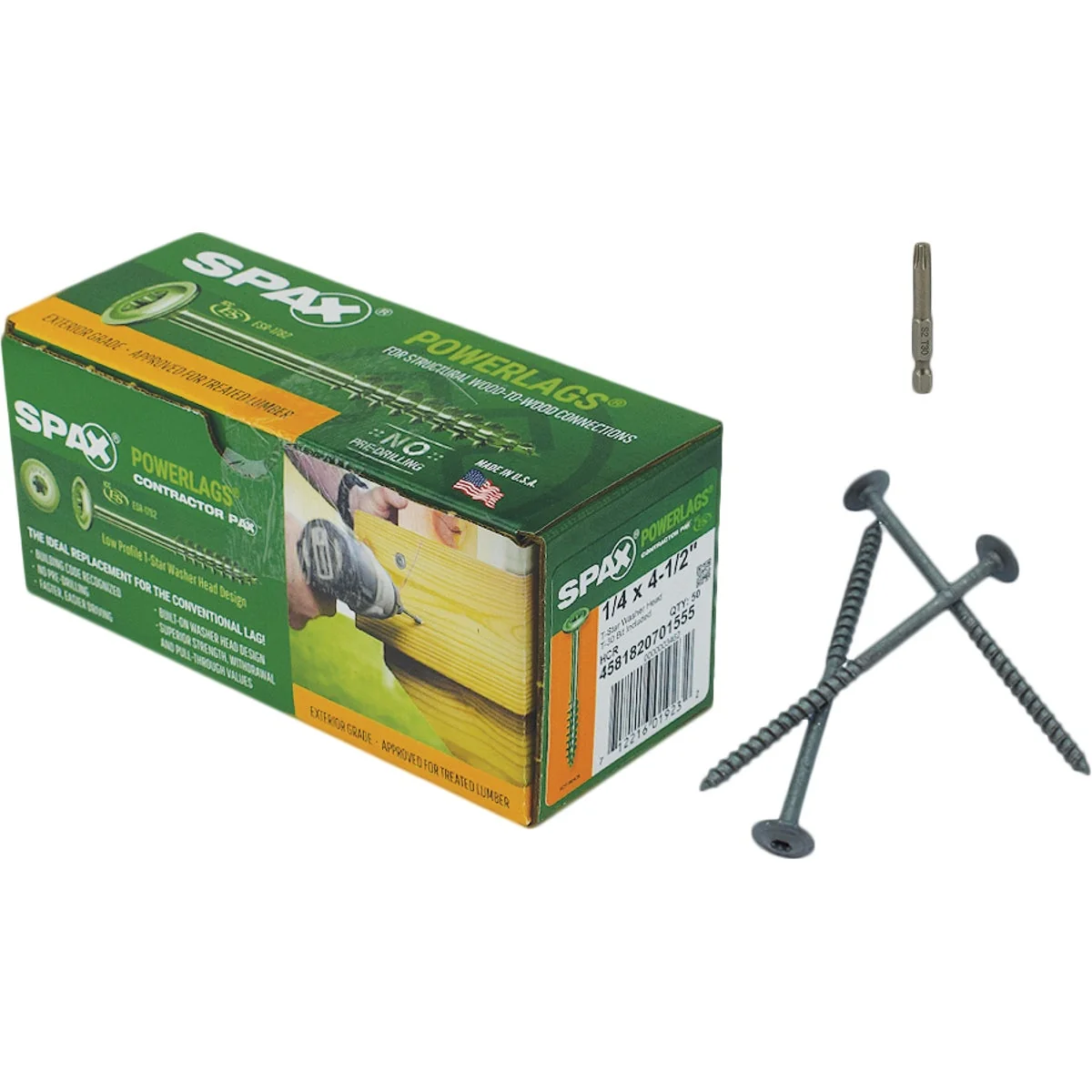 Secure Spax PowerLags 1 4 In. x 4-1 2 In. Washer Head Exterior Structure Screw 50 Ct. Healthy