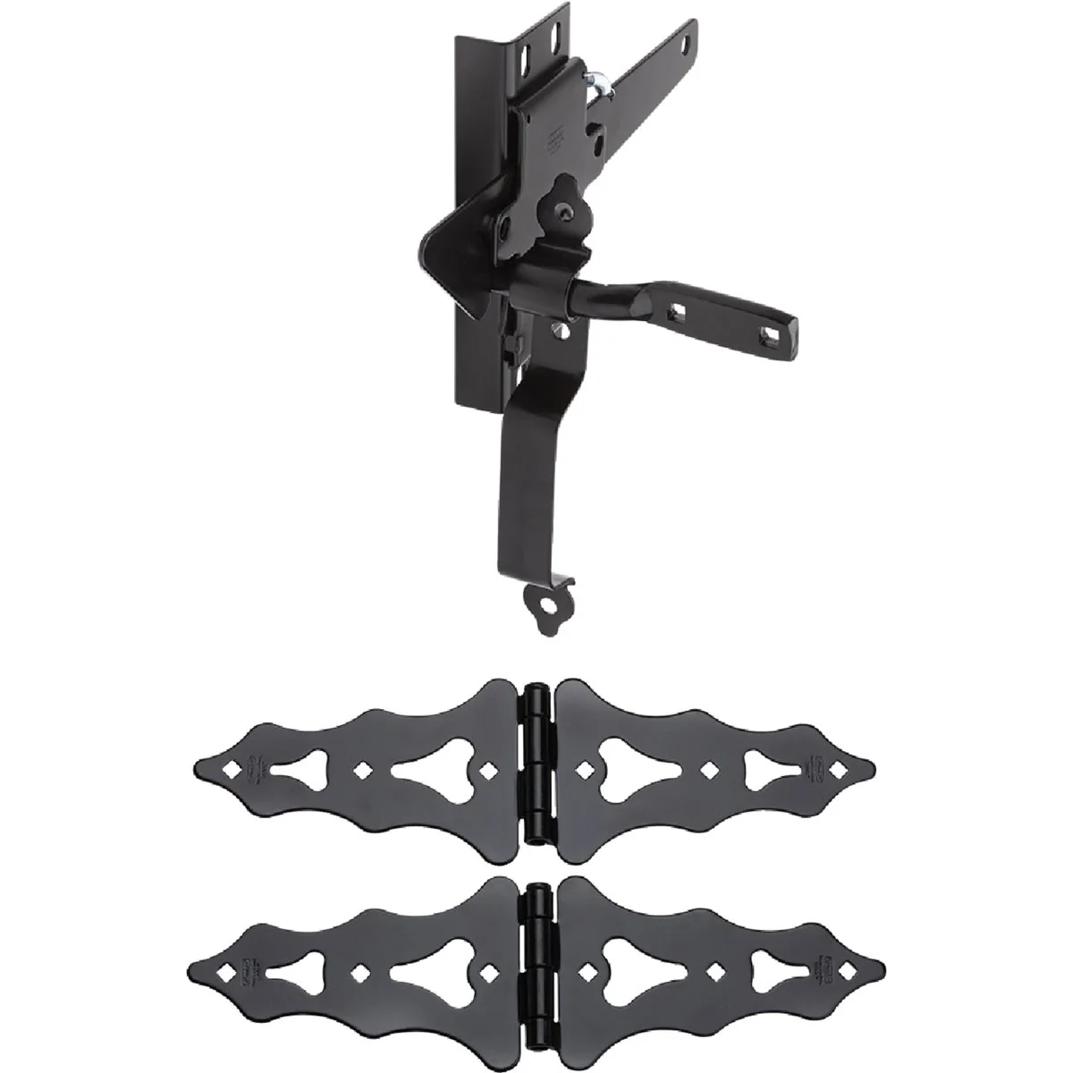 Trusted National 8 In. Black Ornamental Gate Kit High-Grade