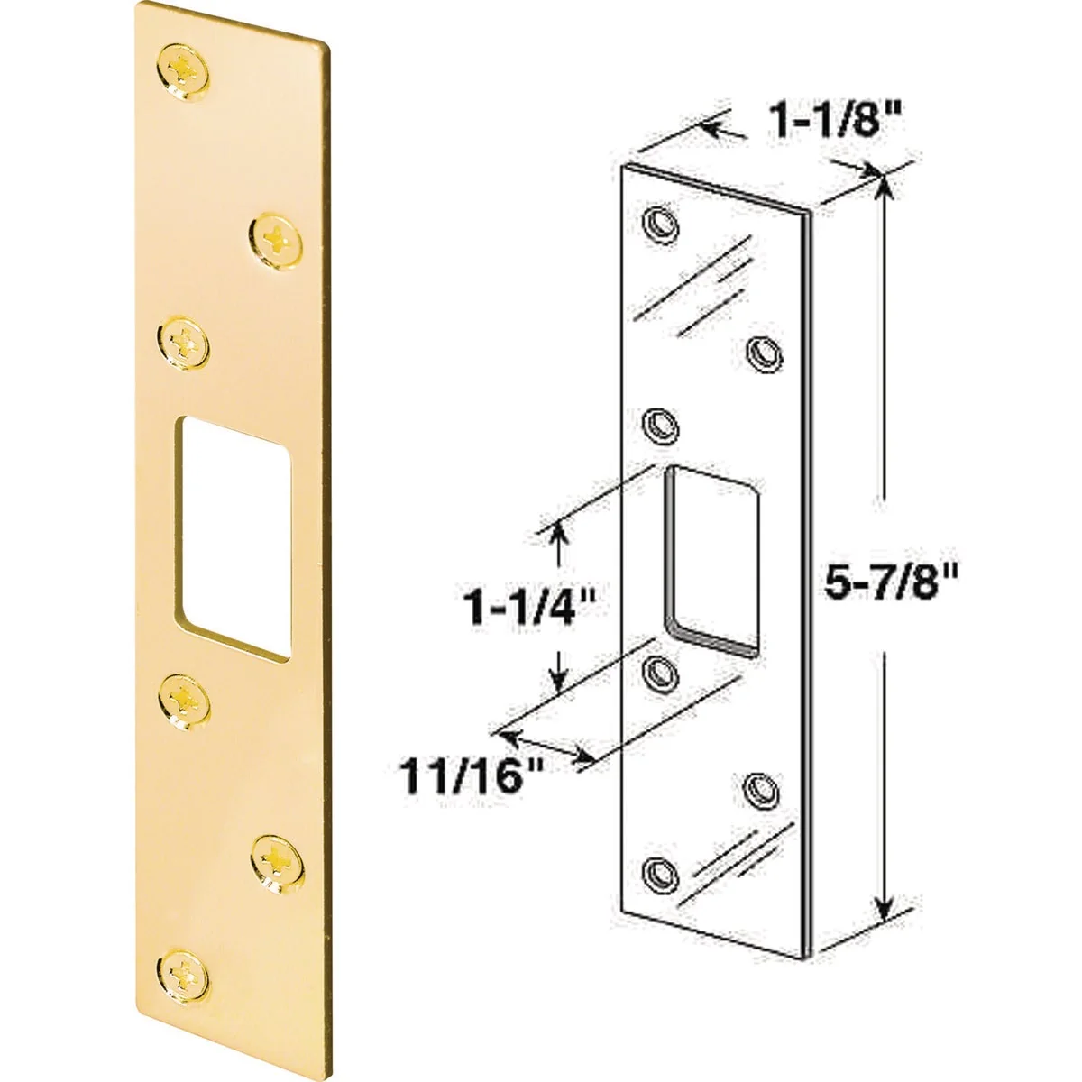 Exceptional Defender Security Polished Brass 1-1 8 In. Heavy-Gauge Deadbolt Security Strike Plate Fine