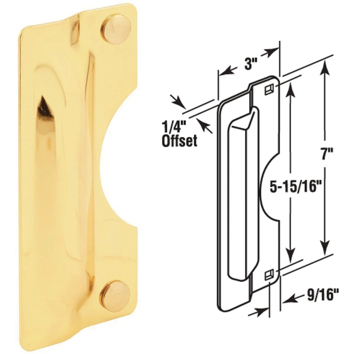 Flexible Defender Security 3 In. x 7 In. Polished Brass Latch Guard Detailed