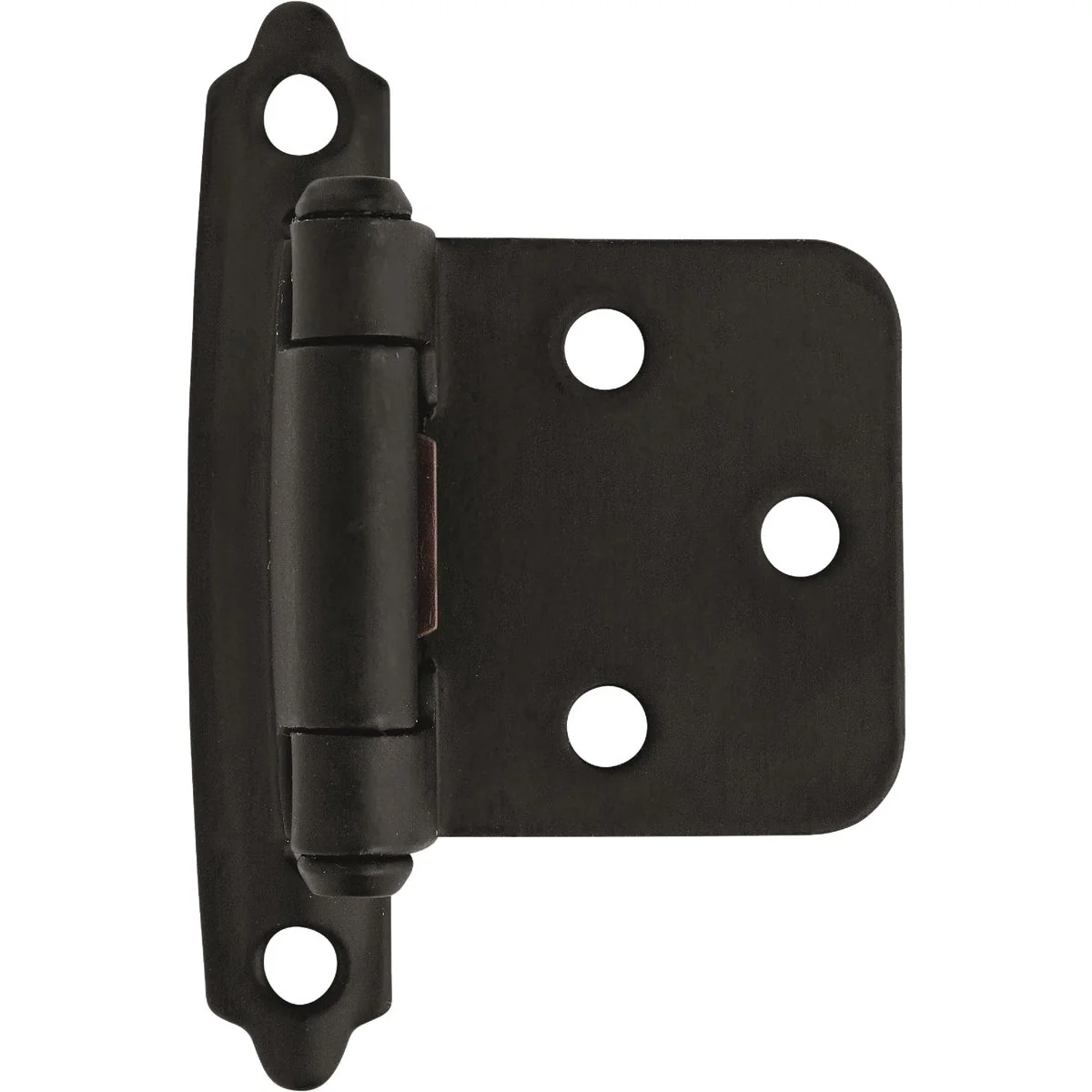 Secure Amerock Functional Hardware Flat Black Self-Closing Face Mount Variable Overlay Hinge 2-Pack