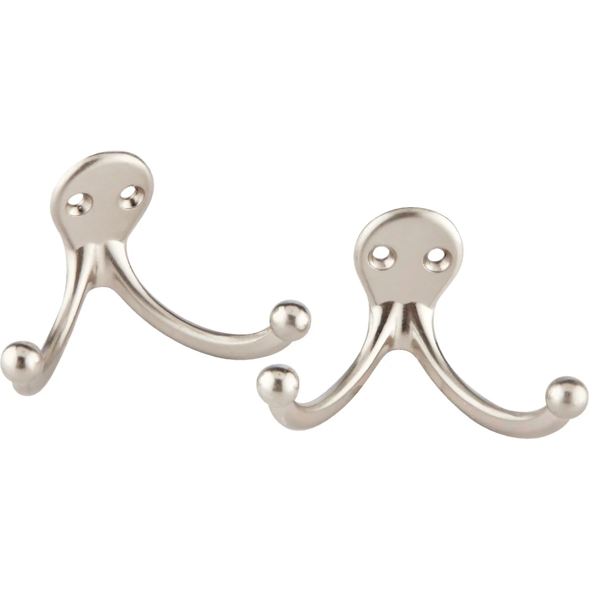 Long-Lasting National Satin Nickel Double Cloth Wardrobe Hook 2 per Card Superior