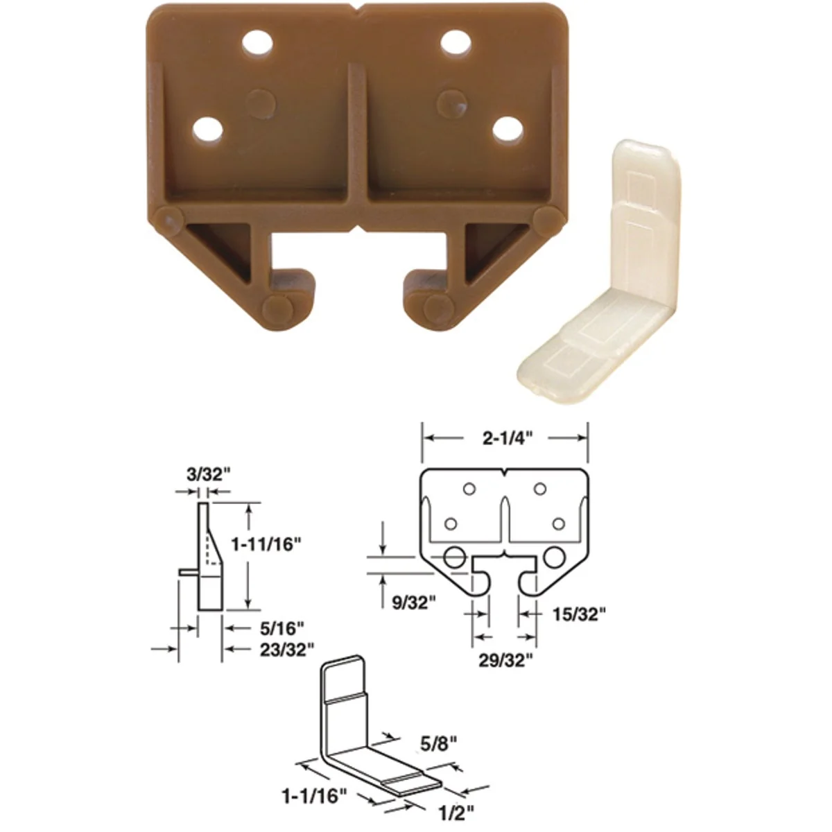 Specialty Prime-Line Polyethylene Brown Track Guide for 9 32 In. x 29 32 In. Track 2-Count Organic