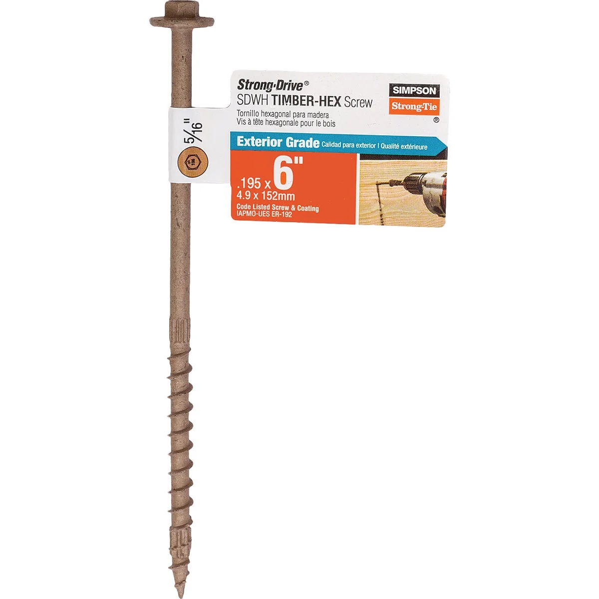 Recyclable Simpson Strong-Tie Strong-Drive SDWH Timber-Hex 0.195 In. x 6 In. 5 16 Hex DB Coating Screw High-End