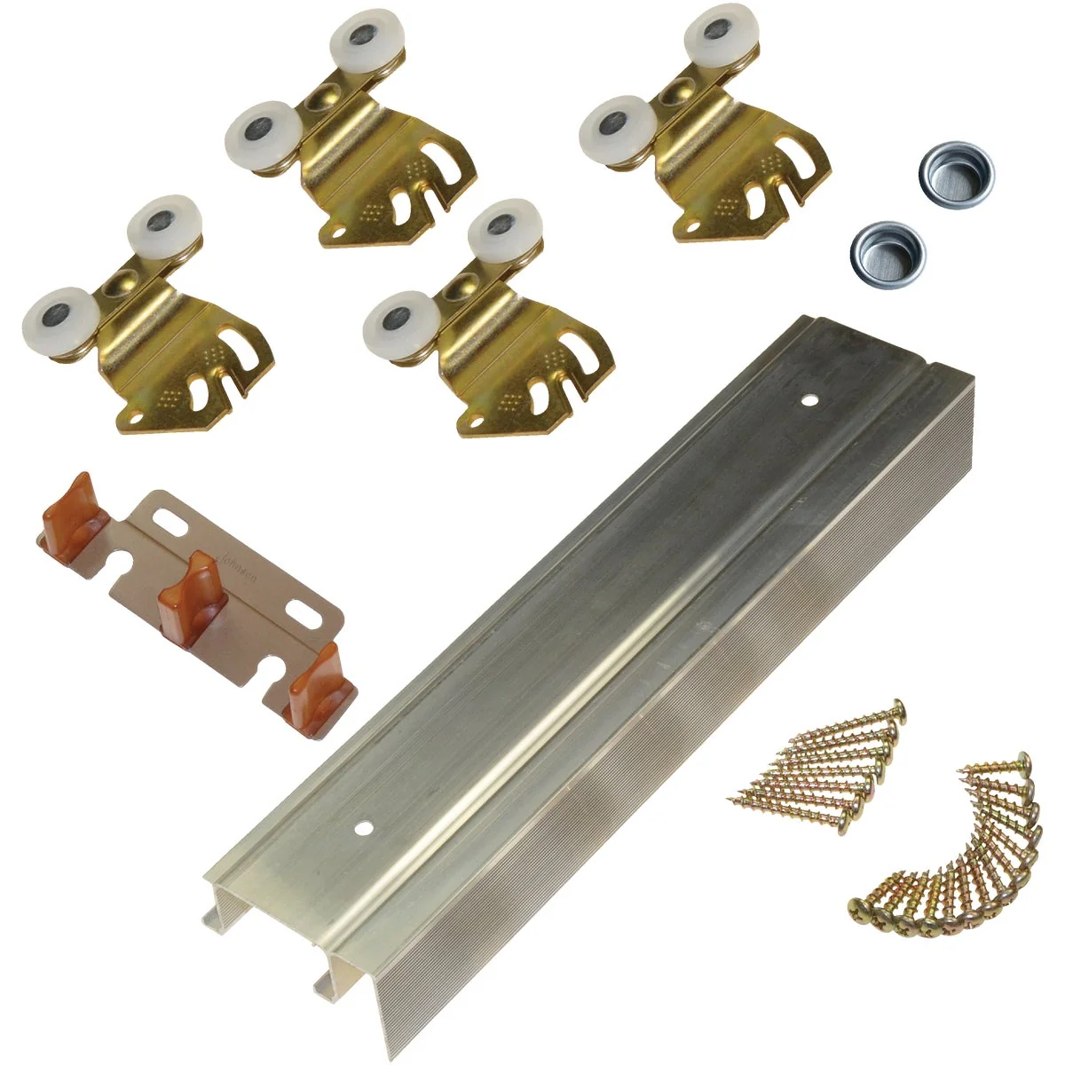 Lightweight Johnson Hardware 72 In. Double Wheel Sliding Door Hardware Fine