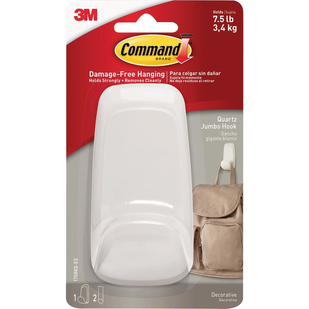 Carefully Designed 3M Command Quartz Jumbo Adhesive Hook Official