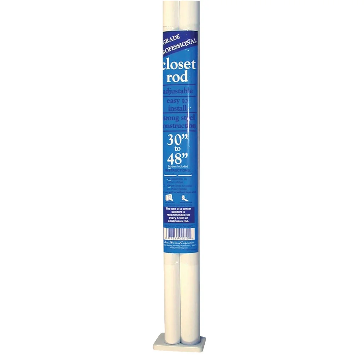 World-Class John Sterling Closet-Pro 30 In. to 48 In. x 1 In. Adjustable Closet Rod White Original
