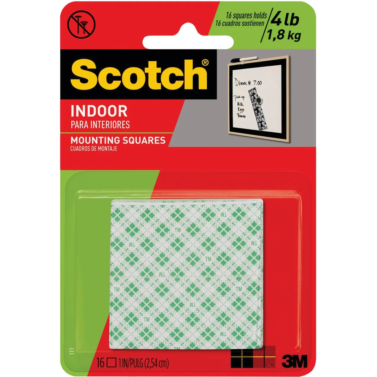 Natural 3M Scotch 1 In. x 1 In. Permanent Indoor Mounting Squares 16-Pack Refined