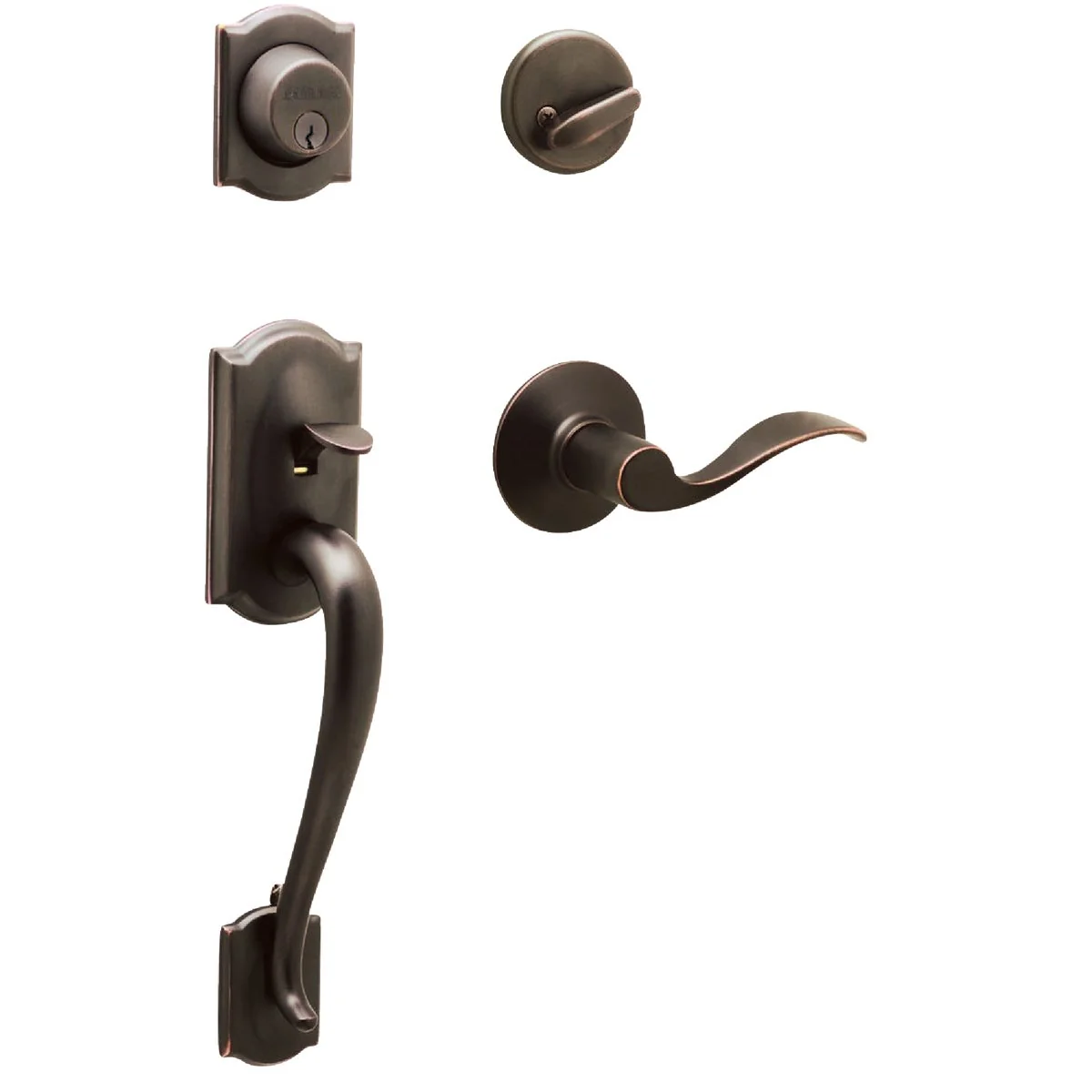 Comfortable Schlage Aged Bronze Entry Door Handleset with Accent Lever High-End
