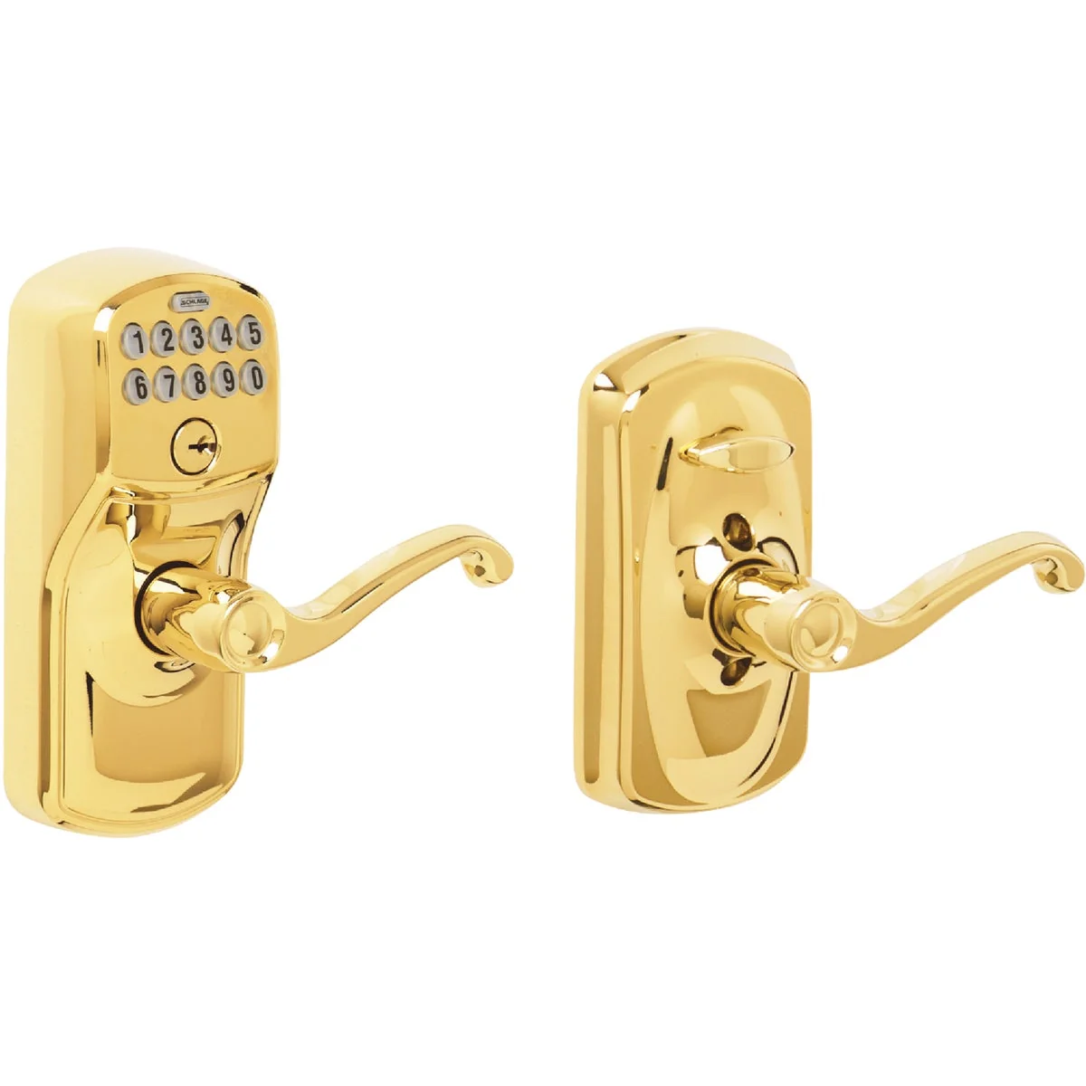 Optimized Schlage Plymouth Bright Brass Electronic Keypad Entry Lock Sustainable