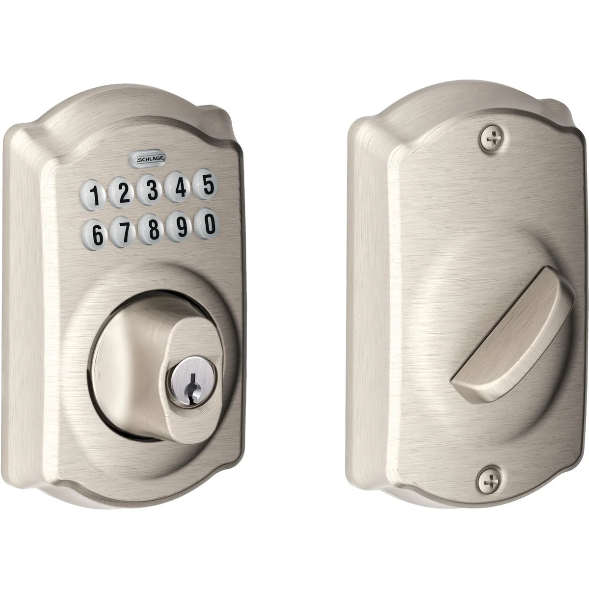 Detailed Schlage Keypad Satin Nickel Electronic Deadbolt Solid