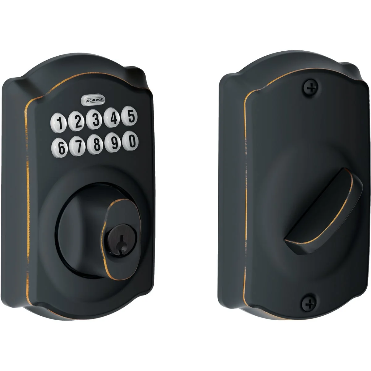 Detailed Schlage Keypad Aged Bronze Electronic Deadbolt Luxury