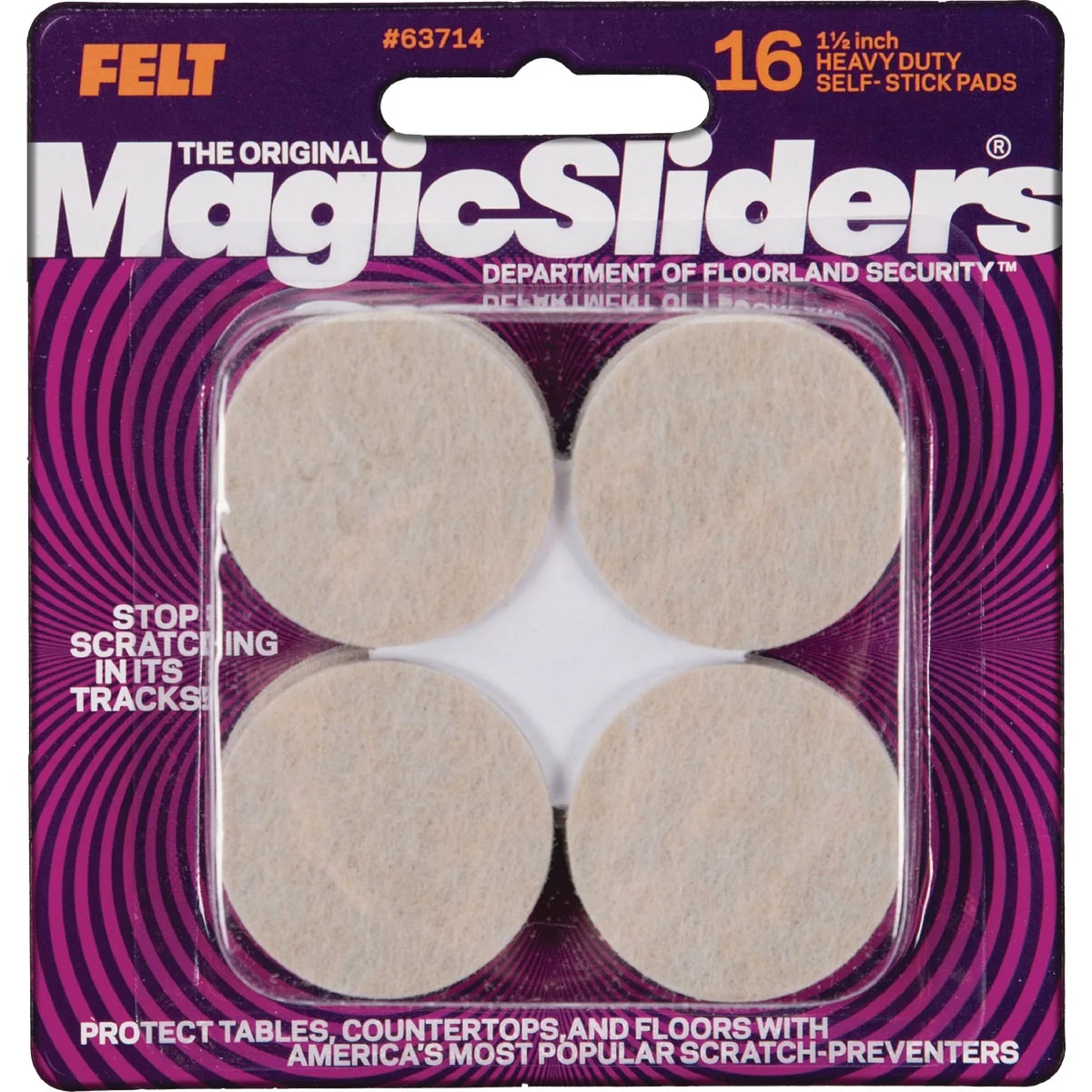Relaxed Sliders 1-1 2 In. Round Oatmeal Self-Adhesive Heavy-Duty Furniture Pad 16-Pack Green