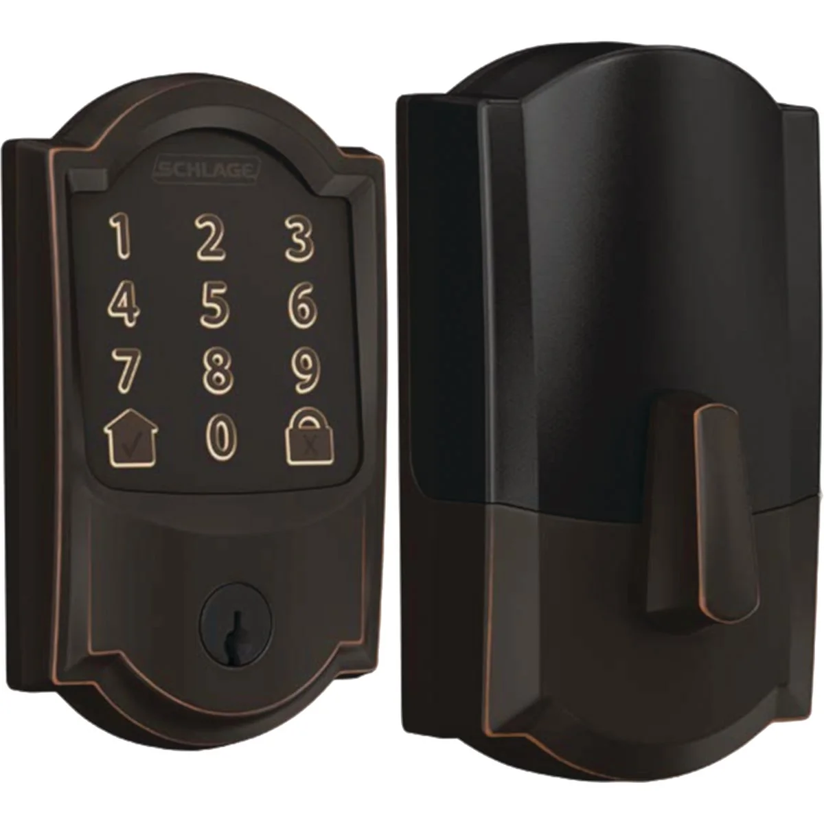 Carefully Designed Schlage Encode Smart WiFi Deadbolt with Aged Bronze Camelot Trim Green