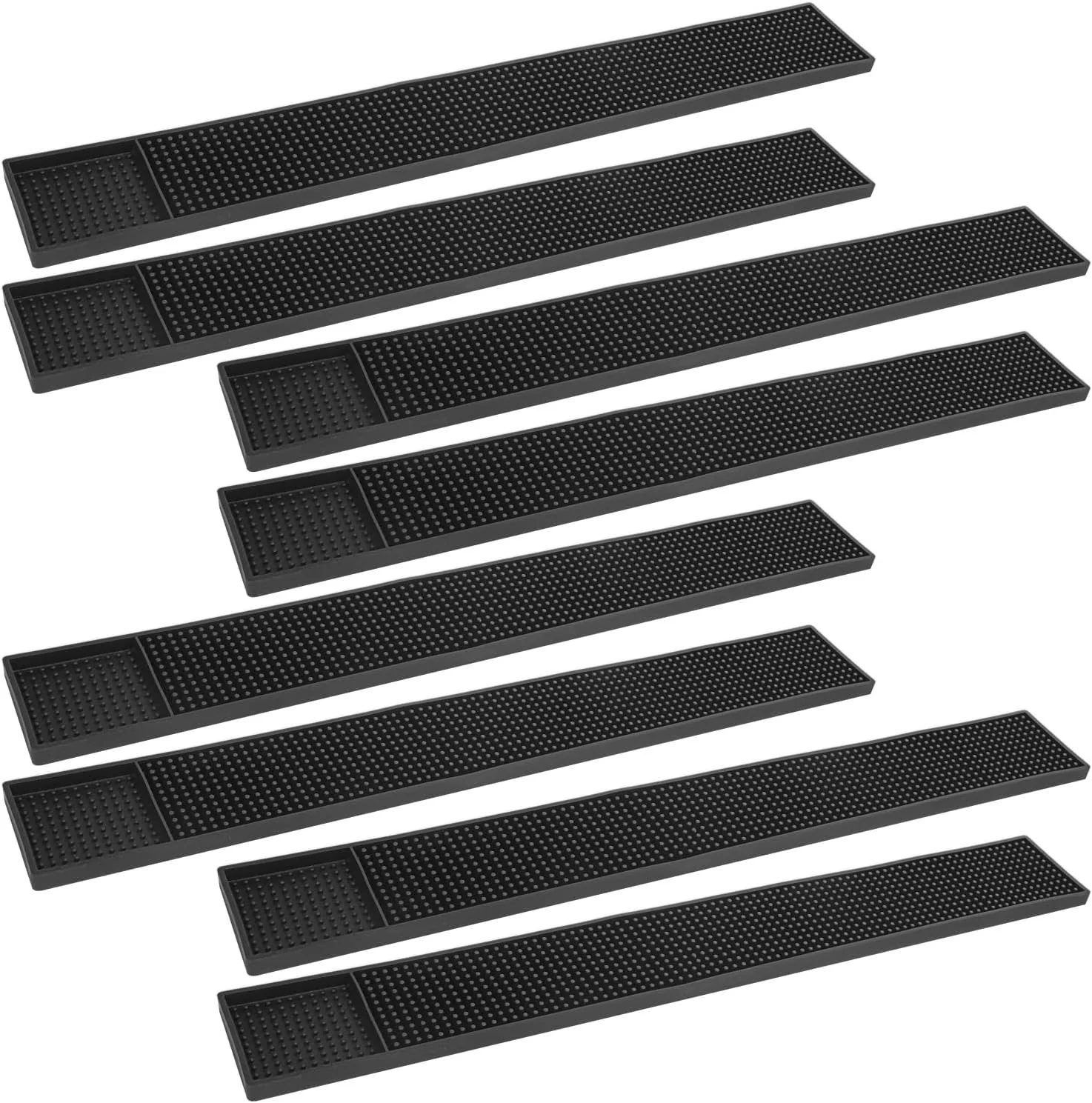 Efficient 8 Pack Rubber Bar Mats 24 x 3.15 Black Bar Service Mat Spill Mat for Countertop Bartending Rubber Bar Mats High-End