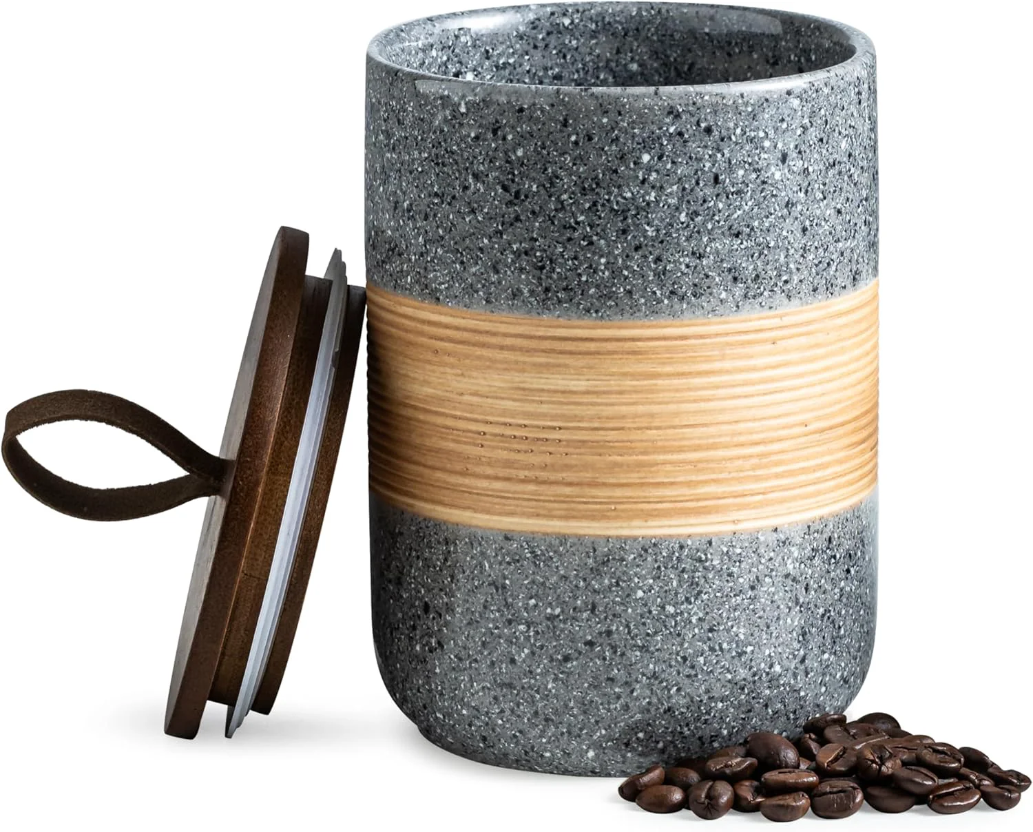 Organic Airtight Coffee Storage Container Jar with Lid Ceramic Kitchen Food Storage Jars for Spice Sugar Cookie Excellent