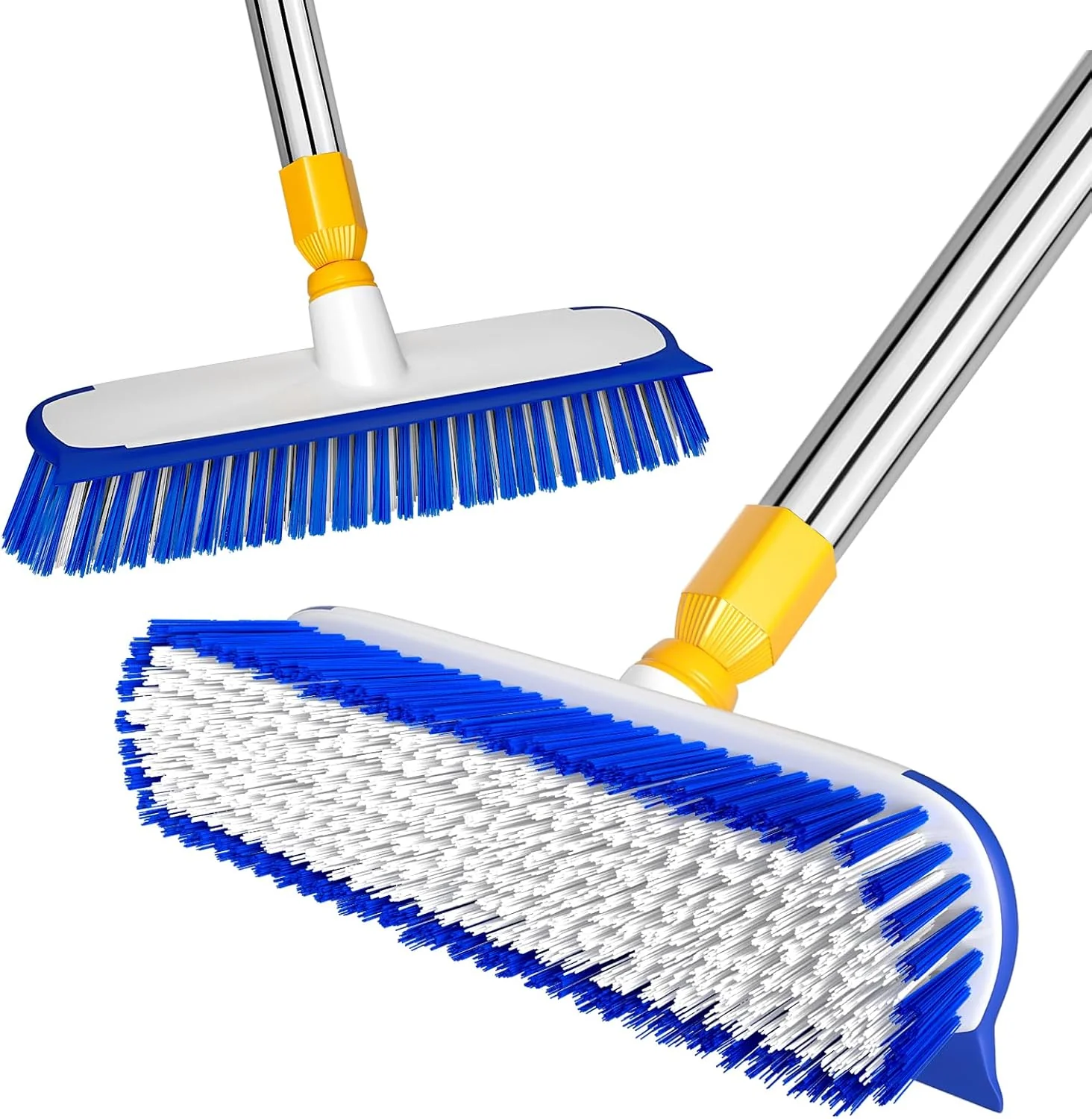 Classic Ittar 12 Wide Floor Scrub Brush with Long Handle 2-in-1 Deck Cleaning Brush with 55 Extendable Pole
