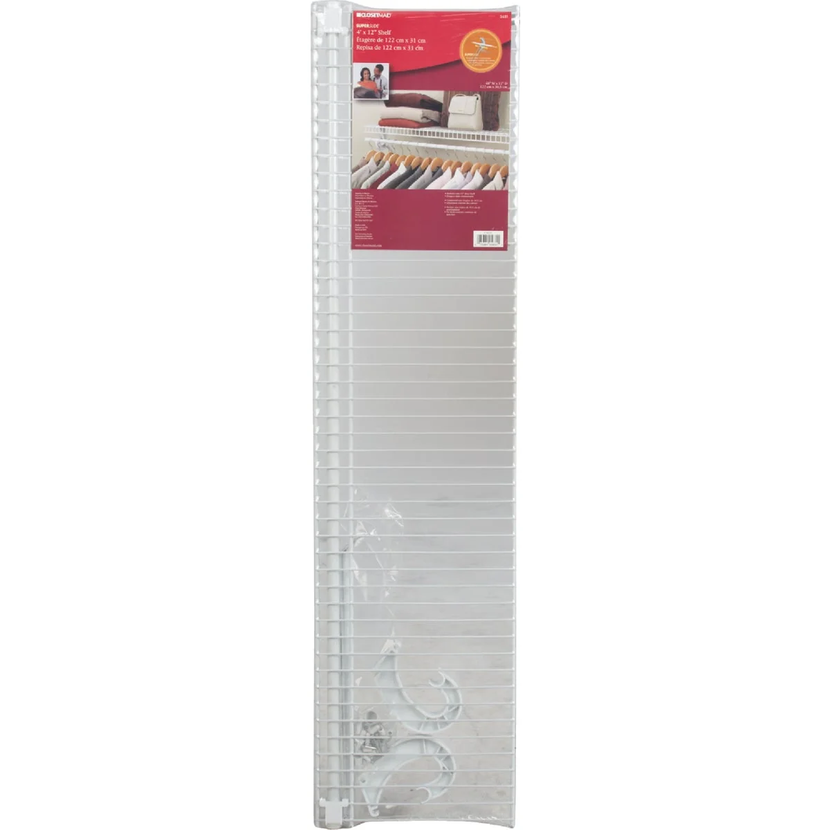 Functional ClosetMaid SuperSlide 4 Ft. W. x 12 In. D. Ventilated Shelf Kit with Bar Outstanding