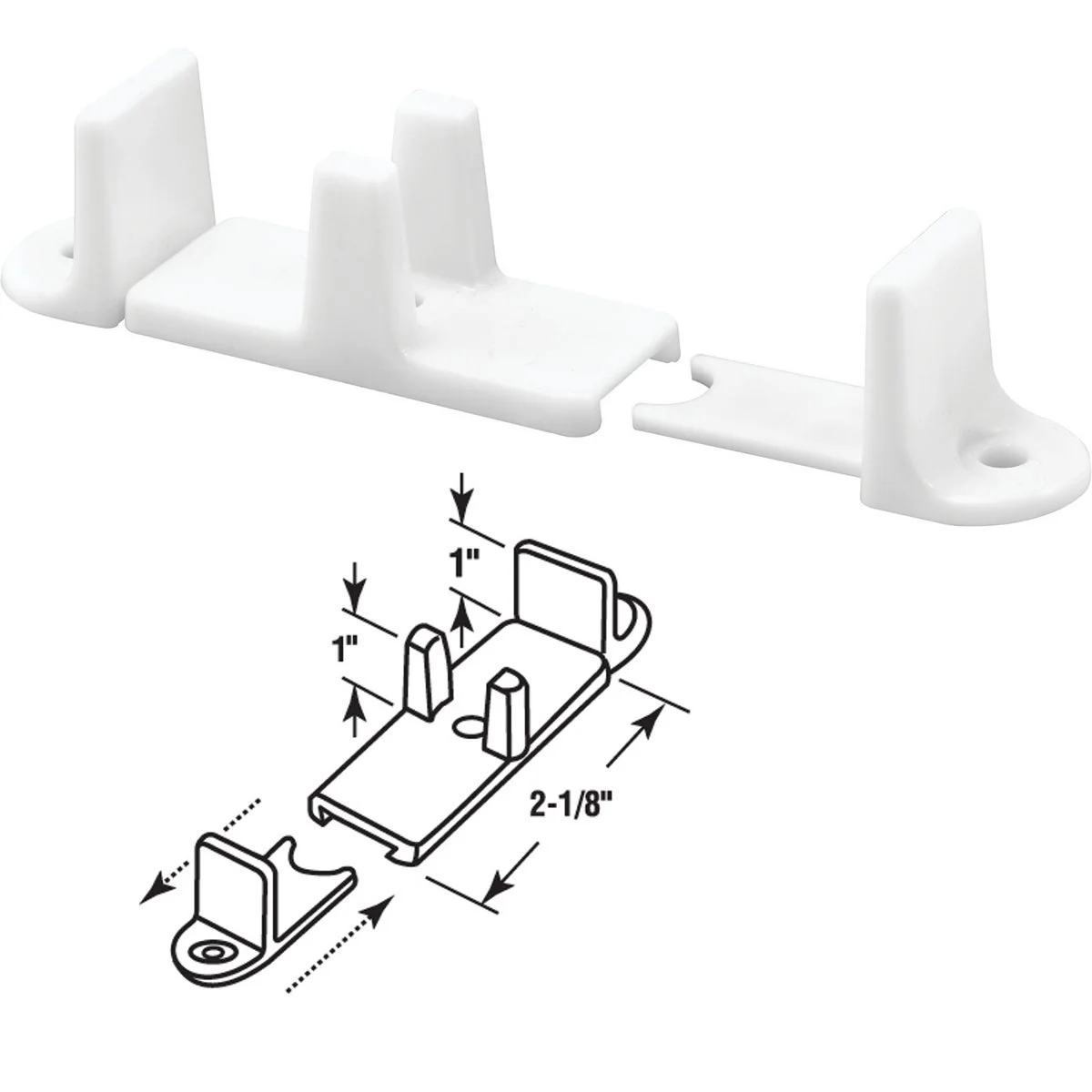Official Prime-Line 1 In. Adjustable Nylon Base Bypass Door Bottom Guide 2 Count Exclusive