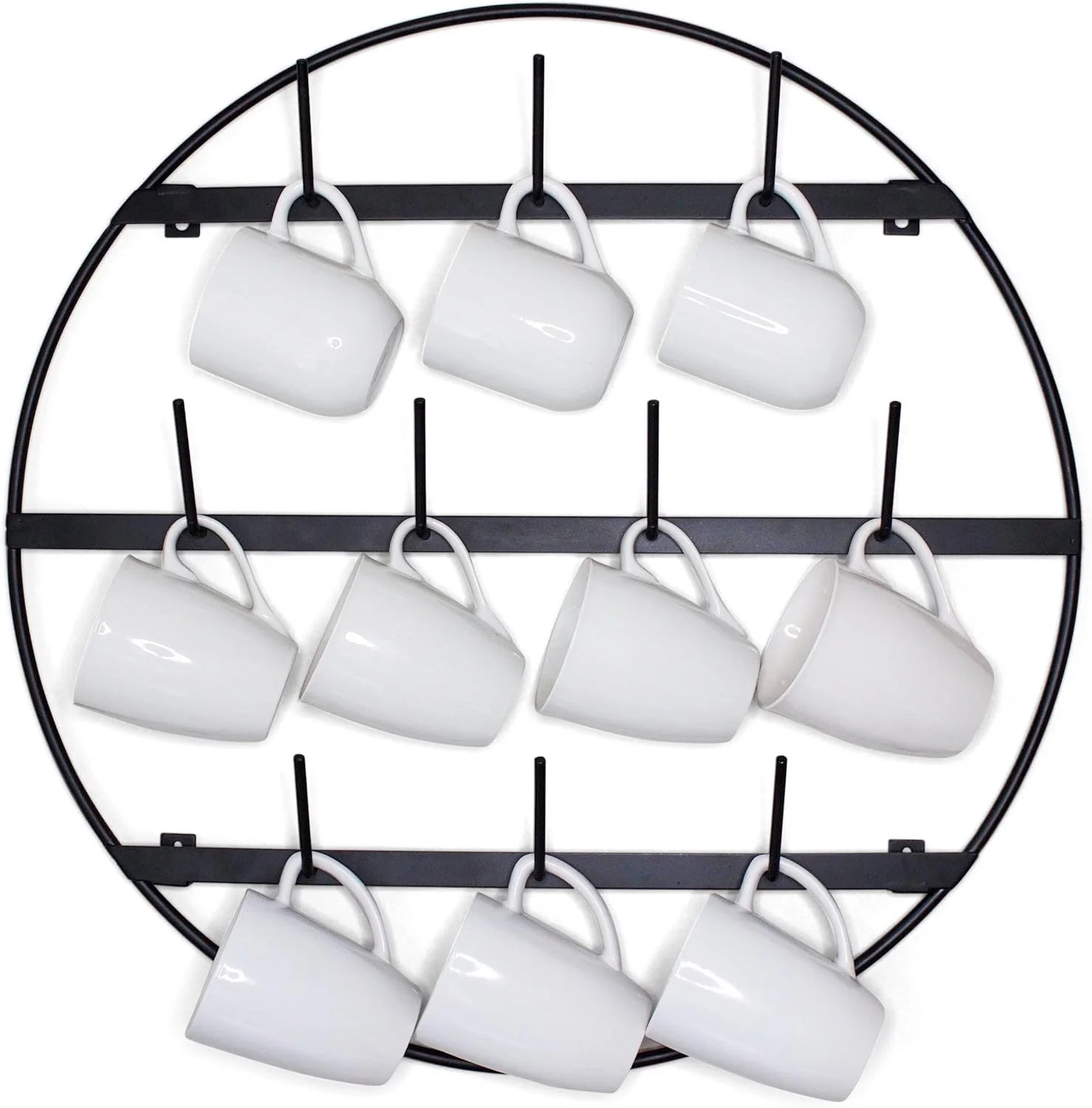 Healthy Claimed Corner Mug Rack with Sturdy Steel Frame Matte Black Finish Removable Rubber Caps Wall Mounted Round 24 x 24 Trendy