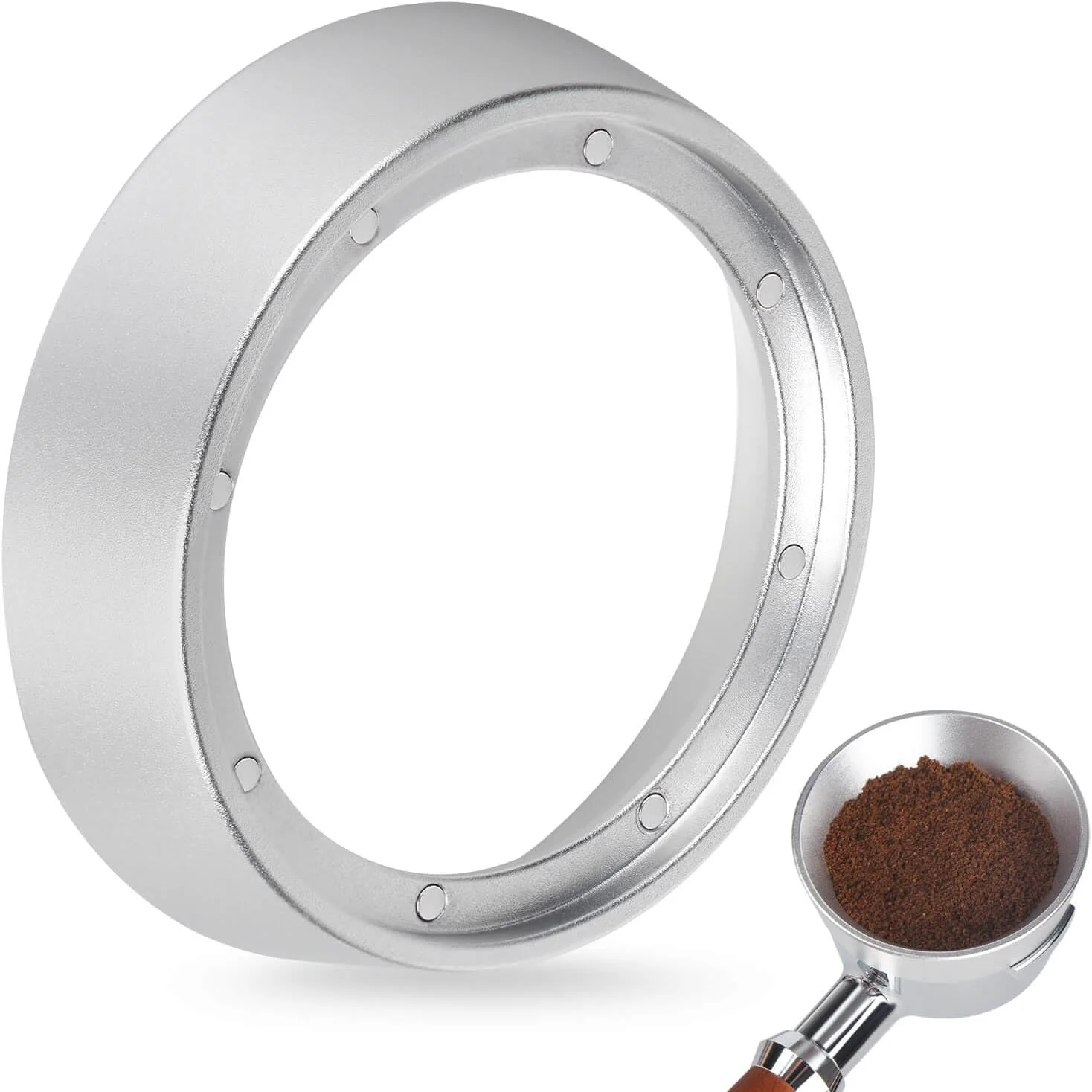 Modern 54mm Portafilter Funnel with Magnetic Lightweight Aluminum Espresso Dosing Funnel Functional