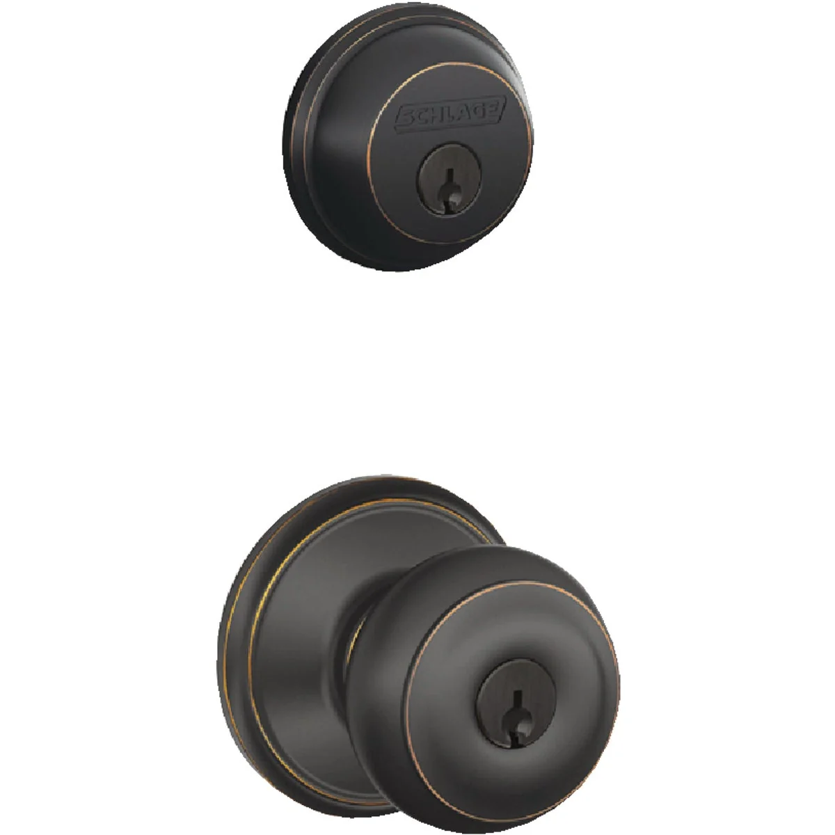 Certified Schlage Aged Bronze Deadbolt and Door Knob Combo Quality