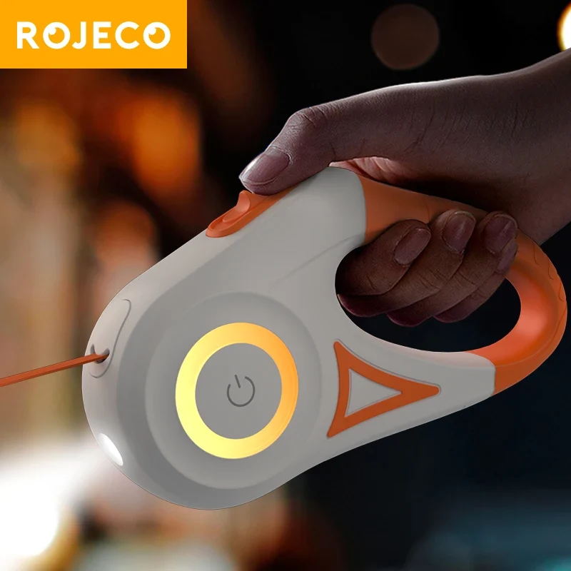 Elegant ROJECO 5m LED Retractable Dog Leash for Night Walks World-Class