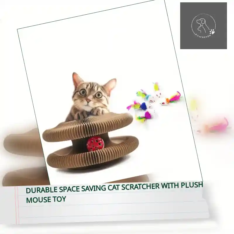 Contemporary Durable Space Saving Cat Scratcher With Plush Mouse Toy Innovative