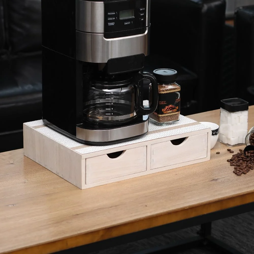 Minimalist Kitchen Storage Organizer with 2 Drawers for Coffee Brew K Cup Coffee Pod Holder – Office Organization Drawer for Desk Safe
