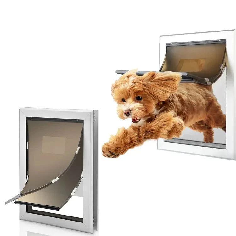 Certified Whole Quiet Aluminium Alloy Pet Door Lockable Double Magnetic Inner Frame Flap Cat Door Flap Dog Door Outstanding