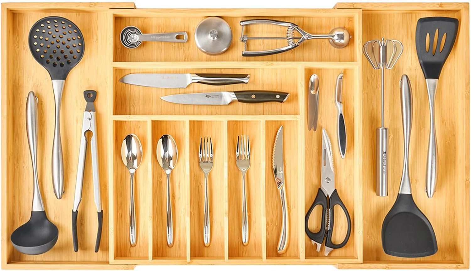 World-Class Umilife Extra Large Expandable Kitchen Siverware Utensils Drawer Organizer 19 Deep for Big Drawer Premium