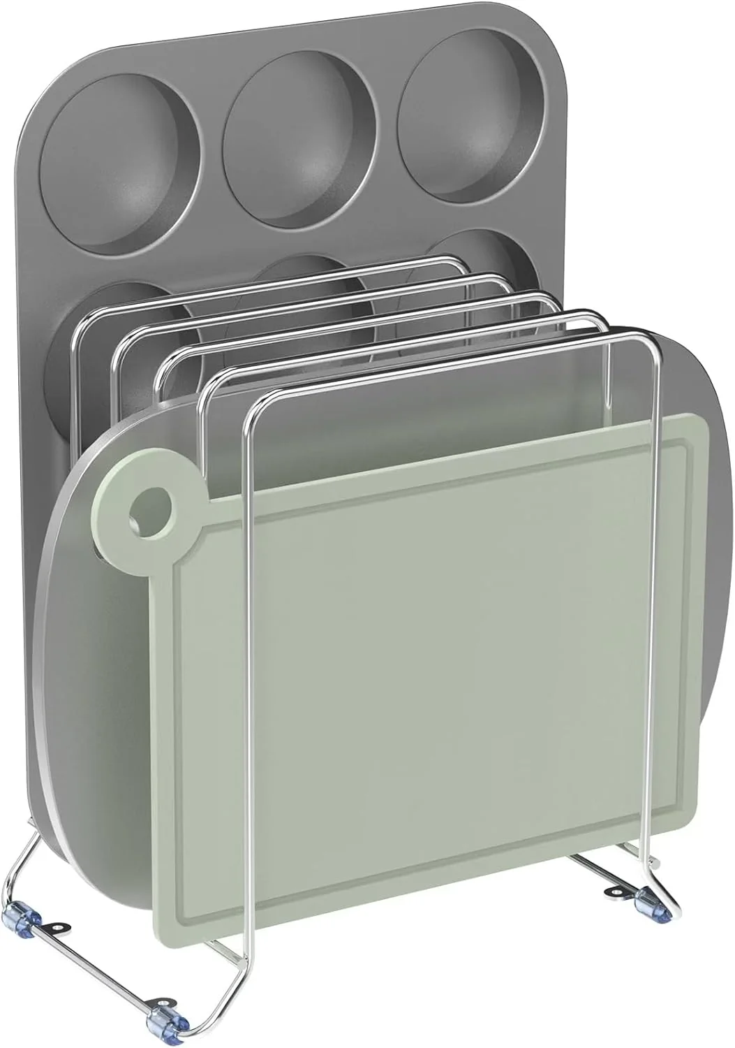 Fast Akaza 2 Pack-X-Large Kitchen Cabinet Organizer – Storage Tray Organizer Rack for Kitchen Cabinet – Divided Holder with 5 Slots for Skillets Premium