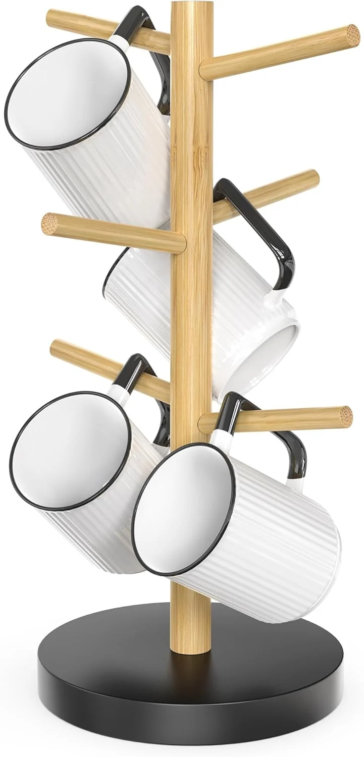 Reliable Wisuce Bamboo Mug Holder – Black Coffee Mug Tree Stand for Countertop – Organizer Outstanding