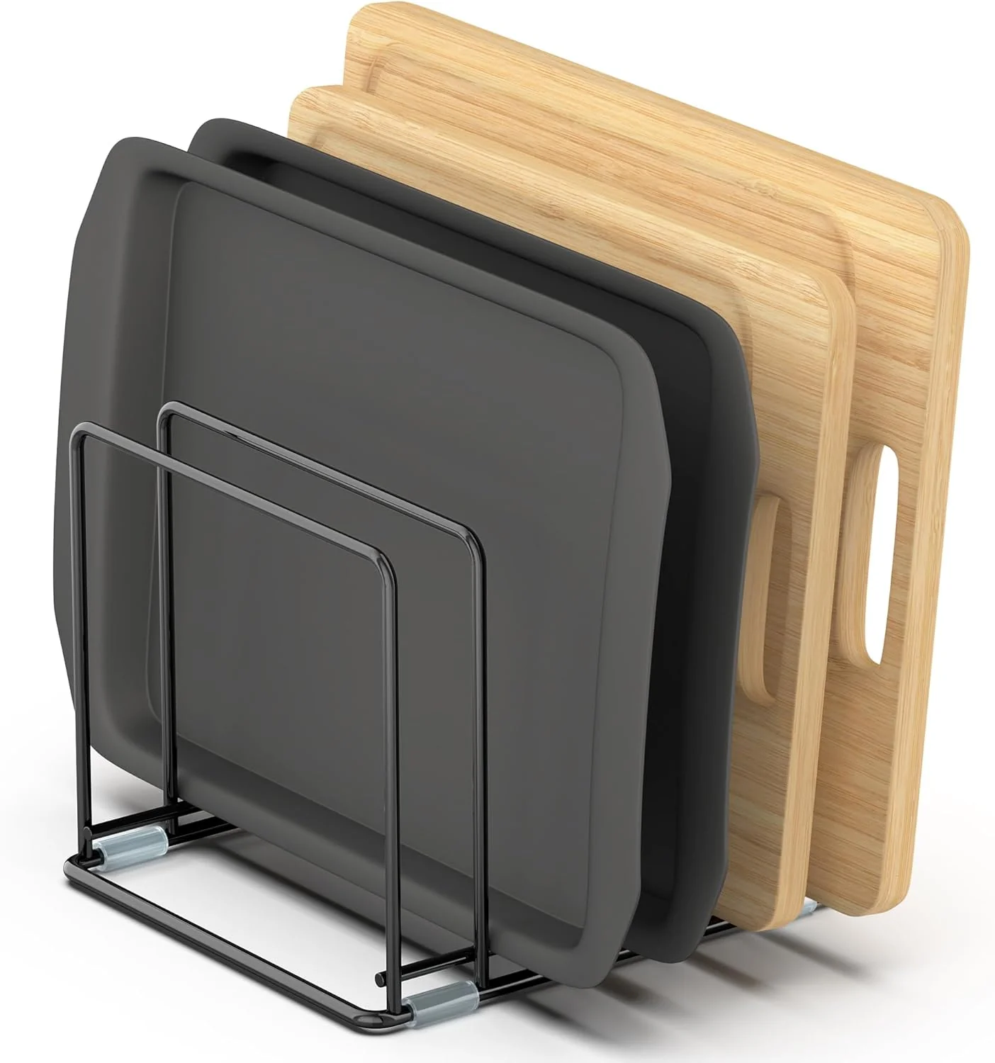 Advanced Cutting Board Organizer Kitchen Cabinet Organizer Divided Rack with 5 Slots for Baking Trays Cutting Boards Reusable