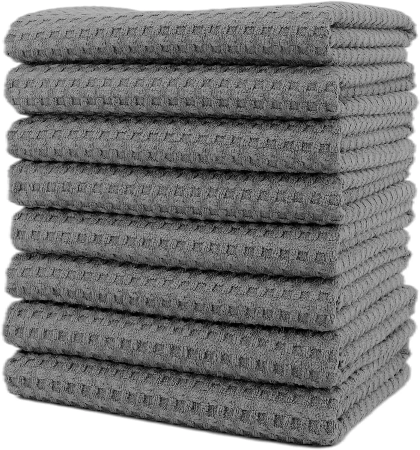 First-Class Polyte Ultra Premium Microfiber Kitchen Dish Hand Towel Waffle Weave 8 Pack 16×28 in Gray Healthy