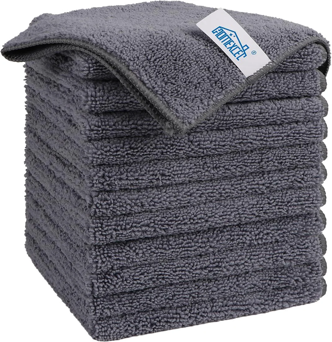 Breathable Homexcel Grey Microfiber Cleaning Cloth 12 Pack Premium Microfiber Towels for Cars Lint Scratch- Highly Absorbent Comfortable