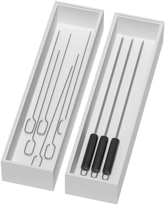 Expertly Made Lixple Bamboo Kitchen Drawer Organizer 2 Pack 12 x 3 x 2 White Sophisticated