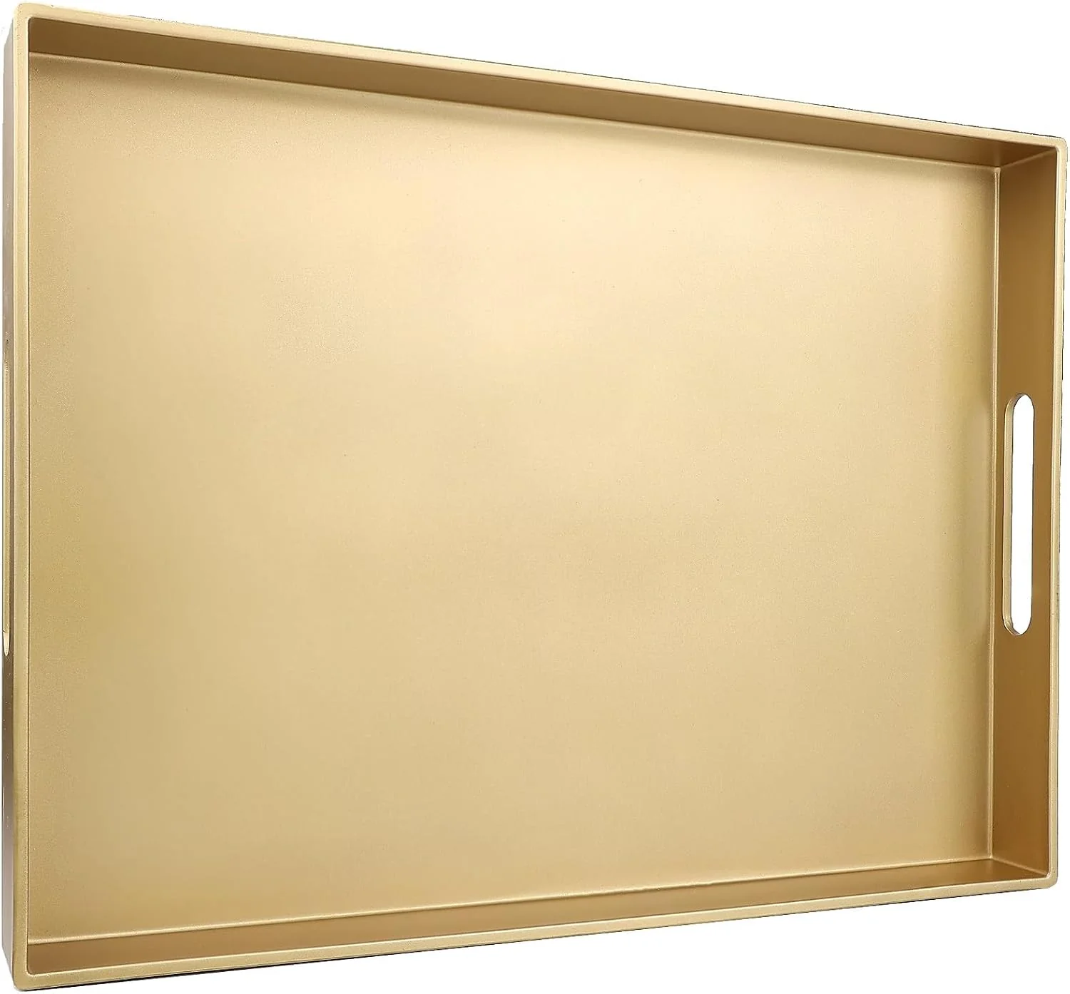 Classic Gold Serving Tray for Coffee Table Rectangular Plastic Decorative Tray with Handles for Entertaining Outdoor Patio Living Room Ottoman Bathroom Counter 11.8 15.7 1.6 Selected