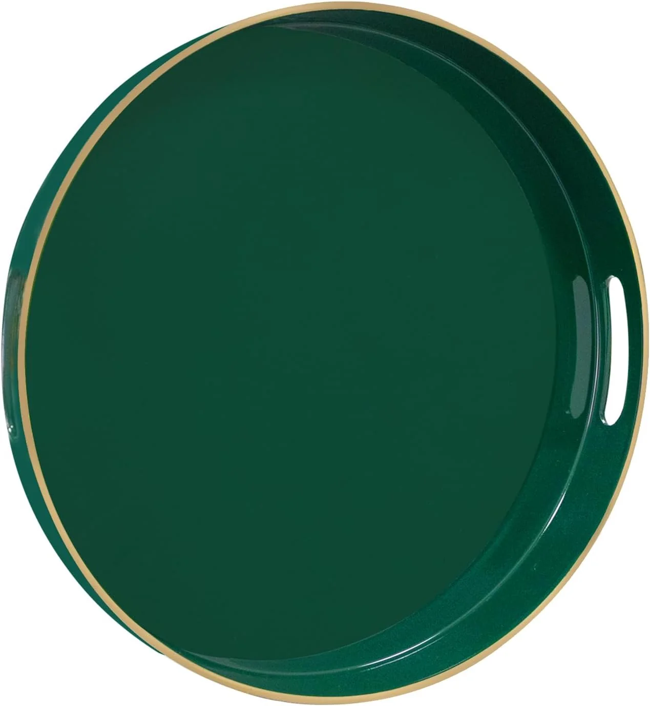 Elegant Maoname Dark Green Decorative Tray 13 Round Serving Tray with Handles Plastic Trays for Coffee Table Modern Ottoman Trays for Living Room Bedroom Effective