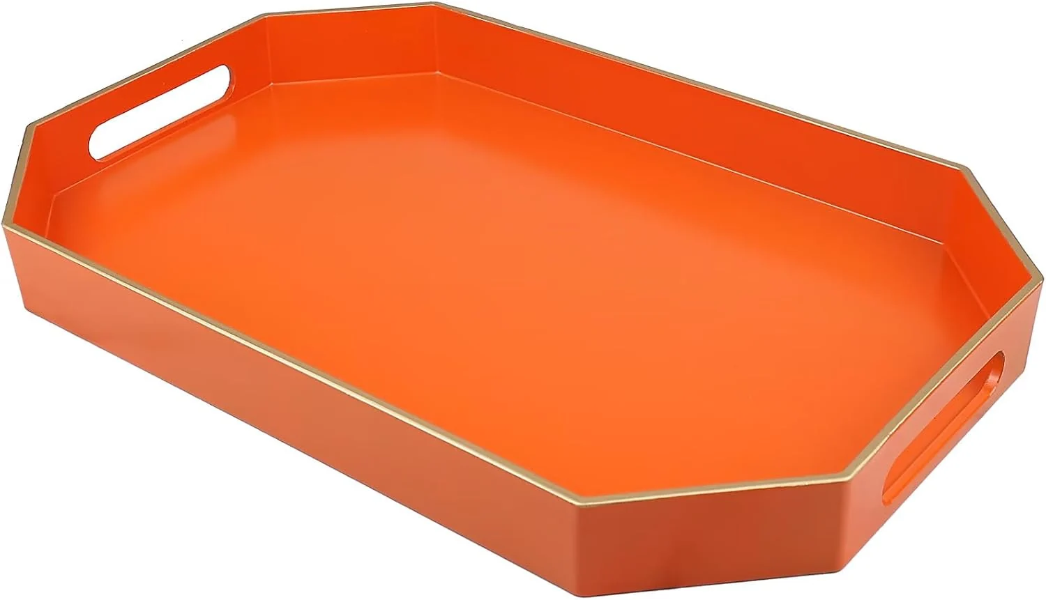 Elegant Orange Decorative Tray with Handles Versatile Serving Tray for Coffee Table Ottoman I for Serving Displaying Organizing 15.7 10.2 1.57 Classic