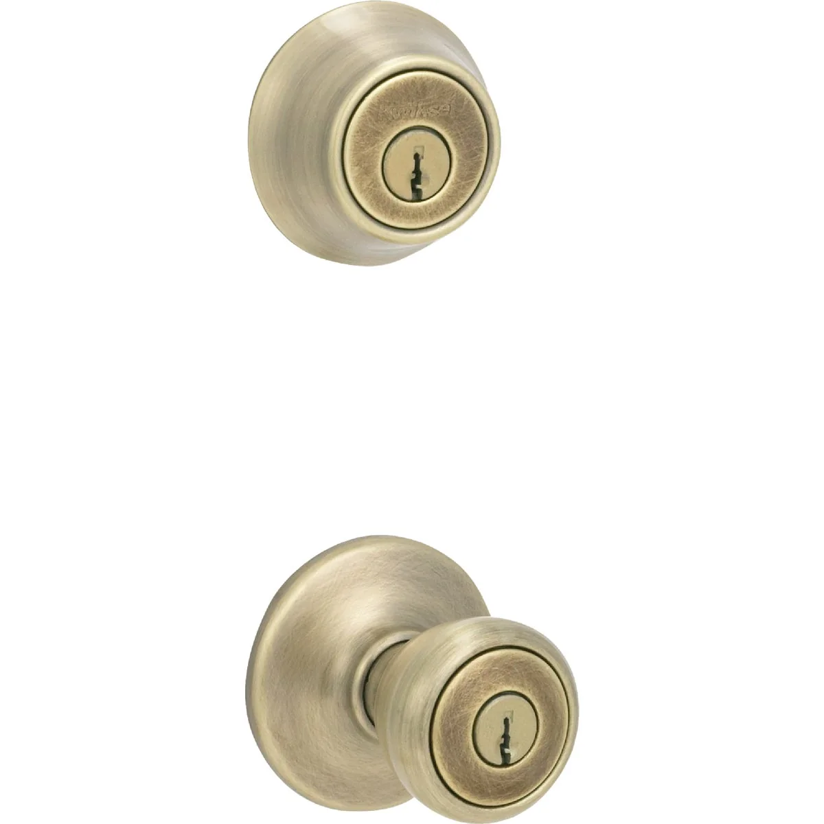 Easy-to-Use Kwikset Antique Brass Deadbolt and Door Knob Combo Verified