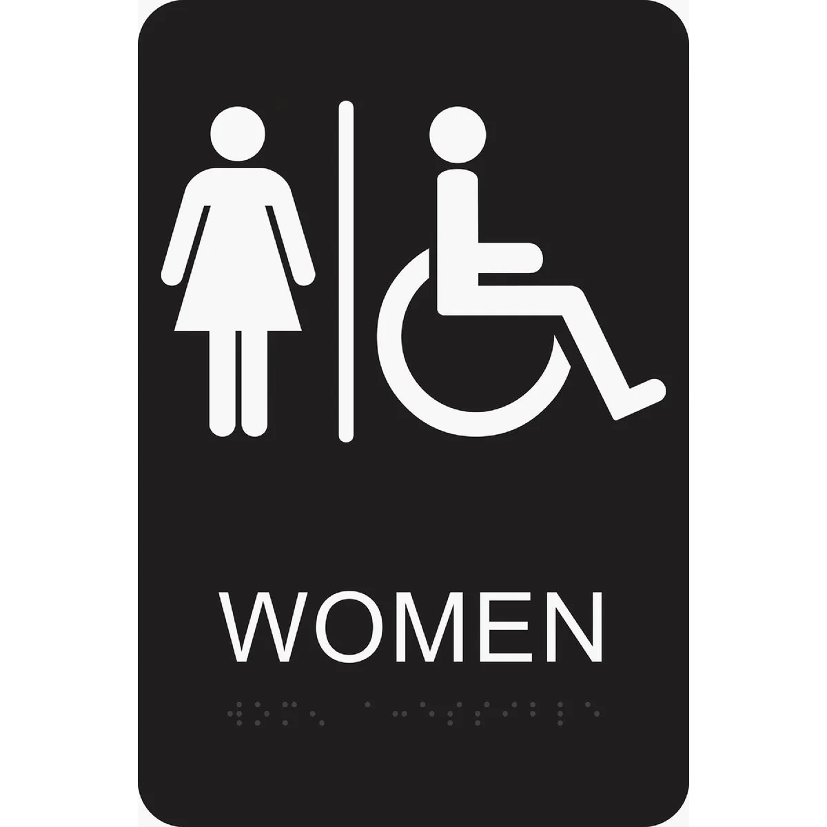 Long-Lasting Hy-Ko Deco Series Plastic Braille Restroom Sign Women Handicapped Fine