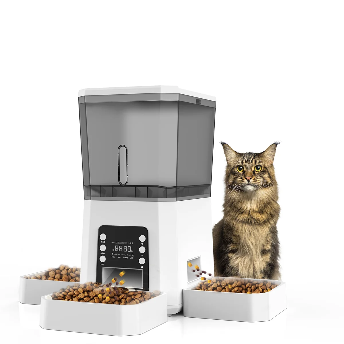 Relaxed Manufacturer 2025 Automatic Pet Food Dispenser Dual Power Supply for large dog 3 Bowl Certified