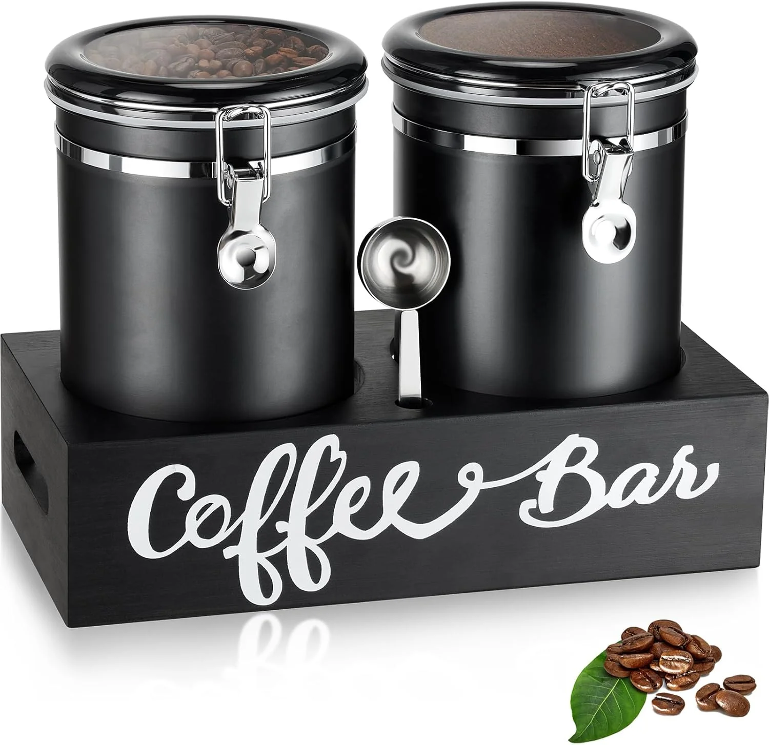 Reliable Yangbaga 2 x 63OZ Stainless Steel Coffee Canisters with Handle Shelf Airtight Locking Clamp Scoop Food Storage Jars for Kitchen Functional