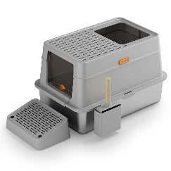 Verified Factory Fully Enclosed Pet Toilet Litter Box Cat Large Space Portable Stainless Steel Cat Litter Box Minimalist