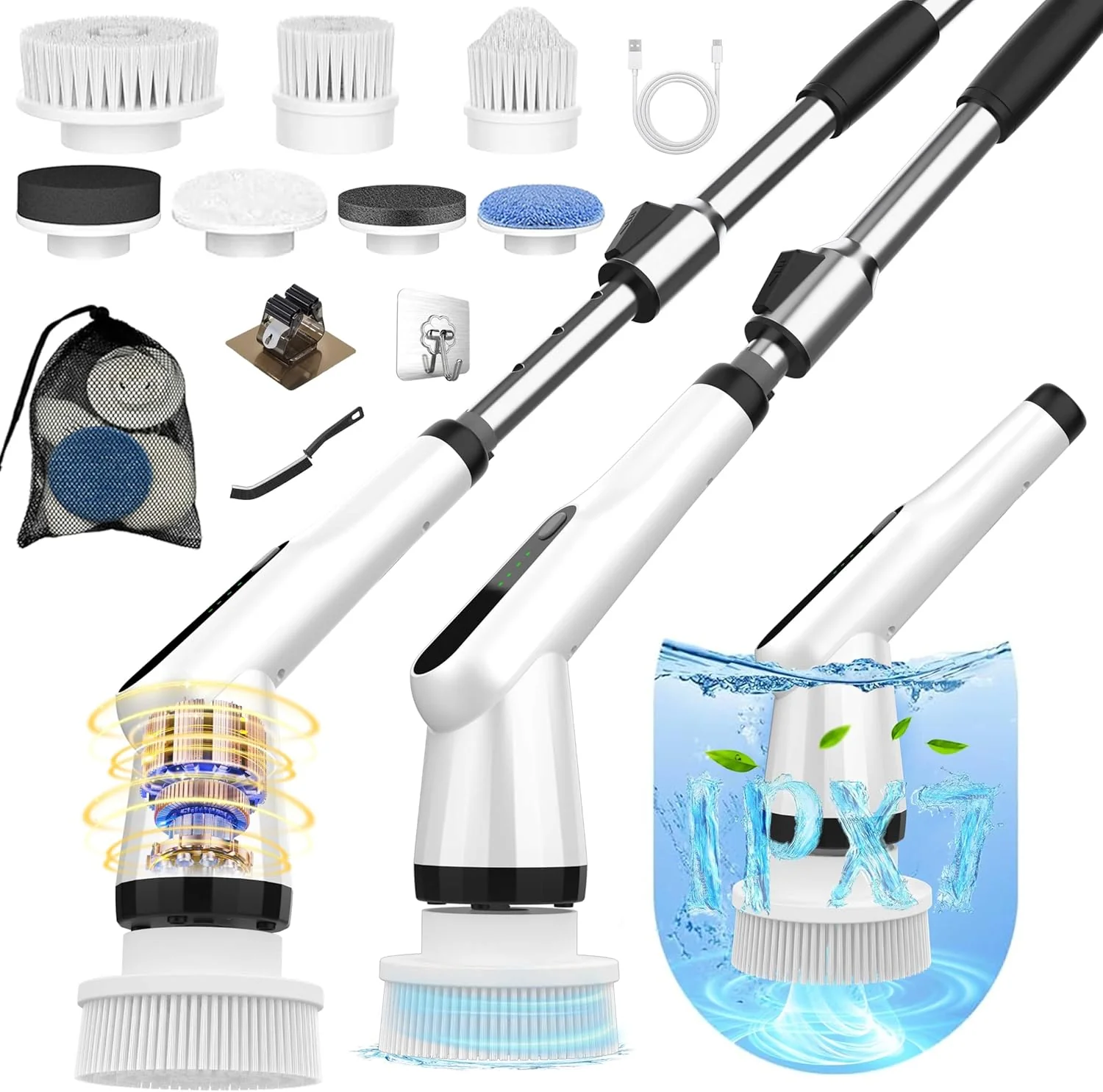 Genuine Dreazu Electric Spin Scrubber 10-in-1 Shower Scrubber amp Retractable Long Handle 44 lbs High-Torque amp Variable Speed Shower Cleaning Brush for Bathroom Toilet Bathtub Kitchen Tile Floors Trusted