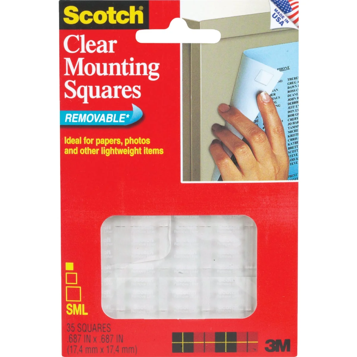 Dependable 3M Scotch 0.68 In. x 0.68 In. 1 Lb. Capacity Removable Mounting Squares 35-Pack Advanced