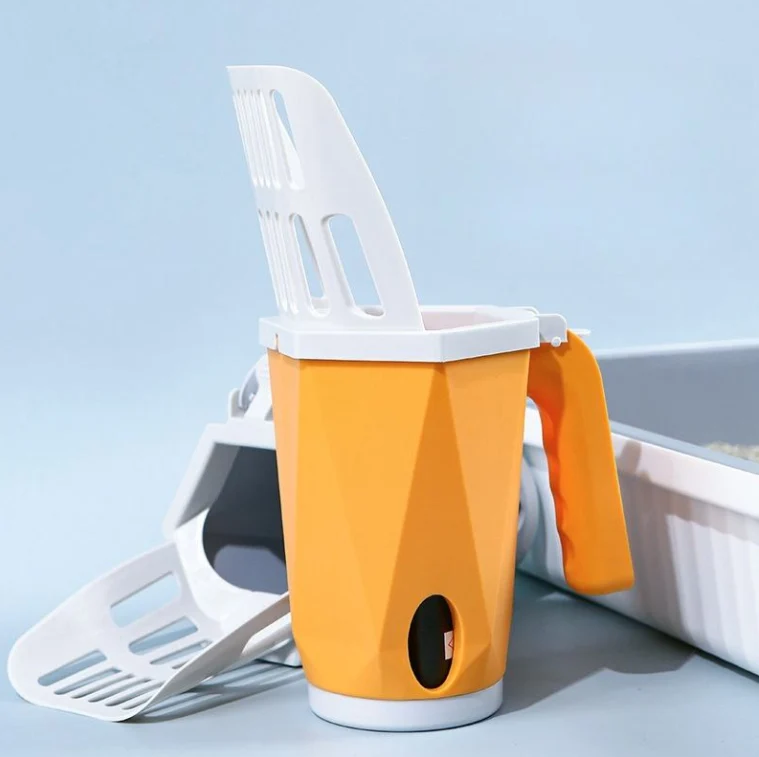 Smooth Whole Integrated Cat Litter Scooper Shovel 2 in 1 Detachable Cat Litter Scoop with Waste Bags Fashionable