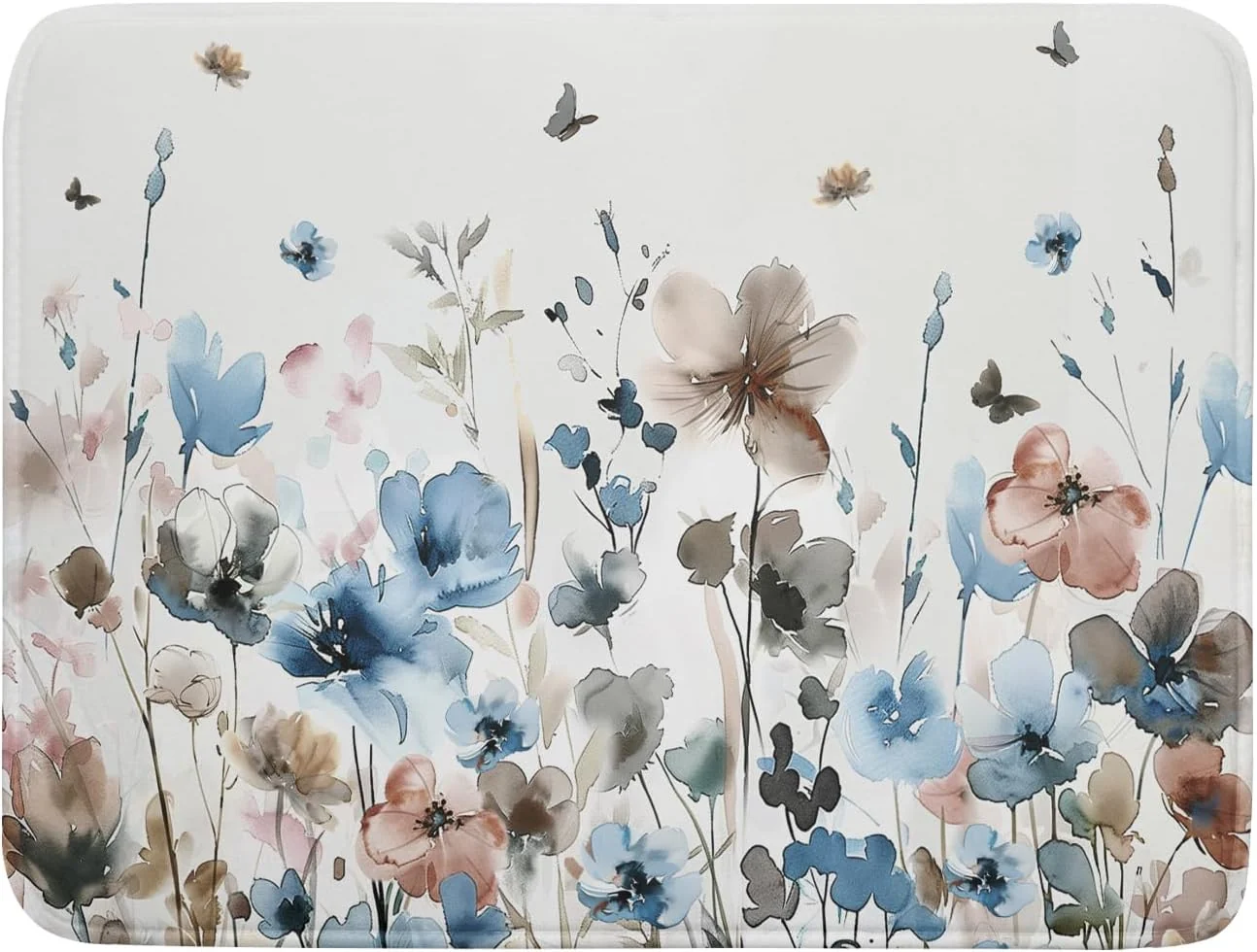 Quality Giwawa Watercolor Floral Dish Drying Mat 18 x24 Blue Grey Brown Flowers Kitchen Drainer Mats Original Design